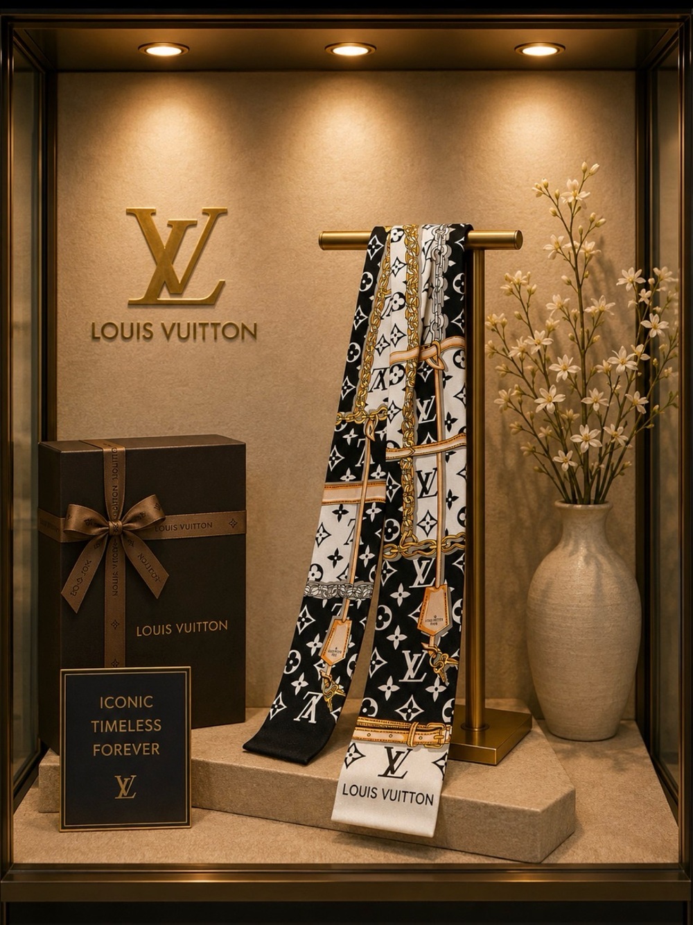 LV Monogram Silk Twilly Scarf